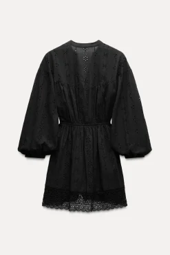 Hot VESTIDO MINI BORDADOS PERFORADOS Mujer Vestidos