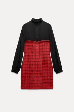 New VESTIDO MINI COMBINADO ESTRUCTURA Mujer Vestidos