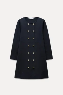 Sale VESTIDO MINI CRUZADO PUNTO Mujer Vestidos|Cárdigan / Jerséis