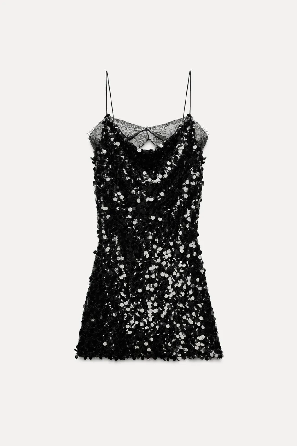 Outlet VESTIDO MINI ENCAJE LENTEJUELAS Mujer Vestidos