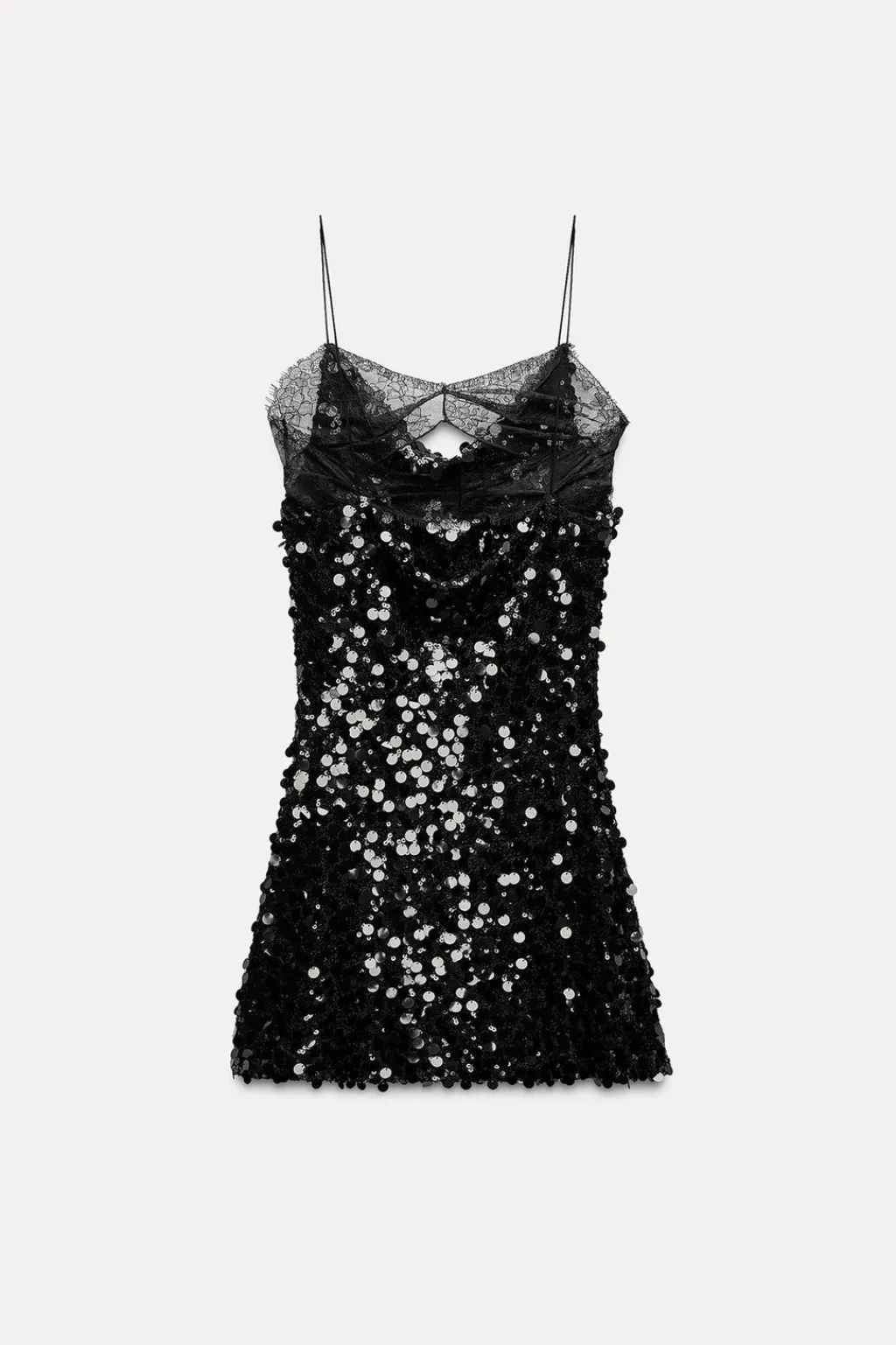 Outlet VESTIDO MINI ENCAJE LENTEJUELAS Mujer Vestidos