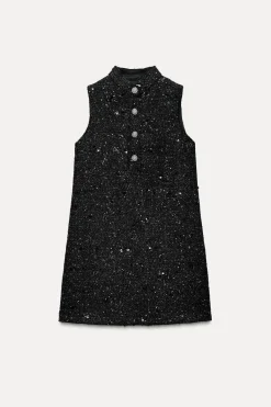 Fashion VESTIDO MINI ESTRUCTURA LENTEJUELAS Mujer Vestidos