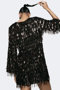 Clearance VESTIDO MINI FLECOS LENTEJUELAS Mujer Vestidos