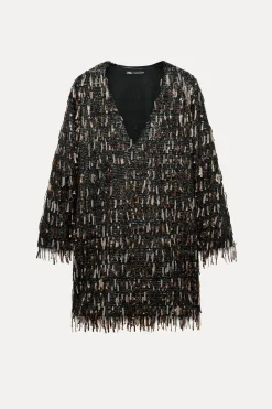 Clearance VESTIDO MINI FLECOS LENTEJUELAS Mujer Vestidos