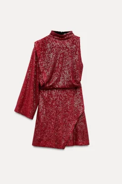 Best VESTIDO MINI LENTEJUELAS ASIMÉTRICO Mujer Vestidos