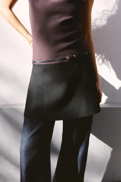 Online VESTIDO MINI PUNTO CINTURÓN Mujer Vestidos|Cárdigan / Jerséis