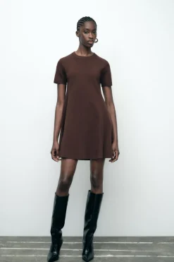 Online VESTIDO MINI PUNTO LISO Mujer Vestidos|Cárdigan / Jerséis