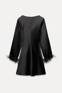Sale VESTIDO MINI SATINADO PLUMAS Mujer Vestidos