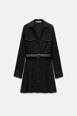 Discount VESTIDO MINI TACHAS CINTURÓN Mujer Vestidos