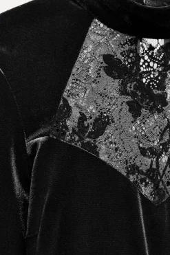 Online VESTIDO MINI TERCIOPELO COMBINADO ENCAJE Mujer Vestidos