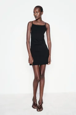 Fashion VESTIDO MINI TIRANTES PUNTO Mujer Vestidos|Cárdigan / Jerséis