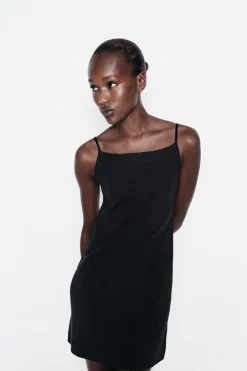 Fashion VESTIDO MINI TIRANTES PUNTO Mujer Vestidos|Cárdigan / Jerséis