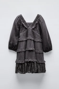 Niños ZARA 6 - 14 Años·Vestidos / Monos<VESTIDO PANELES ENCAJE