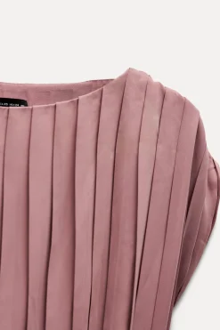 Discount VESTIDO PLISADO CINTURÓN Mujer Vestidos