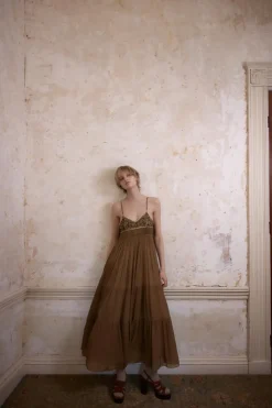 Fashion VESTIDO PLISADO ENCAJE ABALORIOS Mujer Vestidos