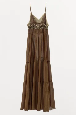 Fashion VESTIDO PLISADO ENCAJE ABALORIOS Mujer Vestidos