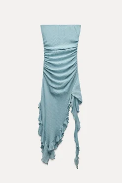 Online VESTIDO PLISADO VOLANTES Mujer Vestidos