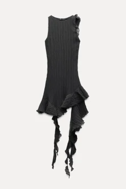 Online VESTIDO PLISADO VOLANTES Mujer Vestidos