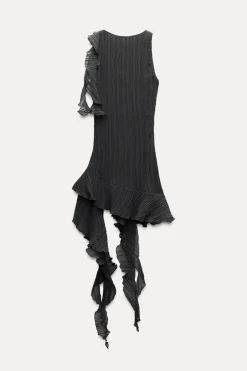 Online VESTIDO PLISADO VOLANTES Mujer Vestidos