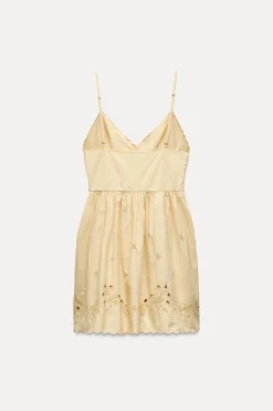 Sale VESTIDO POPELÍN BORDADOS Mujer Vestidos