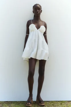 Online VESTIDO POPELÍN FLORES RELIEVE Mujer Vestidos