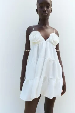 Online VESTIDO POPELÍN FLORES RELIEVE Mujer Vestidos