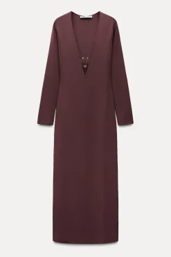 Clearance VESTIDO PUNTO APLIQUE DORADO Mujer Vestidos|Cárdigan / Jerséis