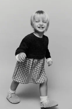 Niños ZARA 6 - 18 Meses·Punto|6 - 18 Meses·Vestidos / Monos<VESTIDO PUNTO COMBINADO CUADROS