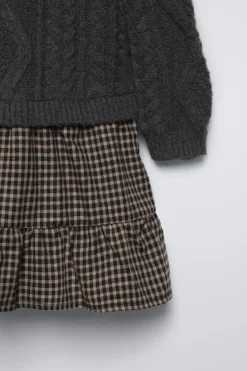 Niños ZARA 1½ - 6 Años·Vestidos / Petos|1½ - 6 Años·Punto<VESTIDO PUNTO COMBINADO CUADROS