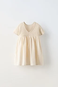 Niños ZARA 1½ - 6 Años·Vestidos / Petos|6 - 18 Meses·Vestidos / Monos<VESTIDO PUNTO COMBINADO TEXTURA