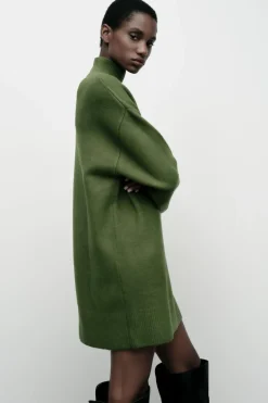 Hot VESTIDO PUNTO CUELLO SUBIDO Mujer Vestidos|Cárdigan / Jerséis