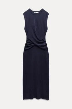 Online VESTIDO PUNTO DELANTERO CRUZADO Mujer Vestidos|Cárdigan / Jerséis