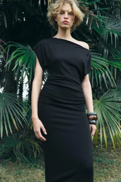 New VESTIDO PUNTO DRAPEADO Mujer Vestidos|Cárdigan / Jerséis