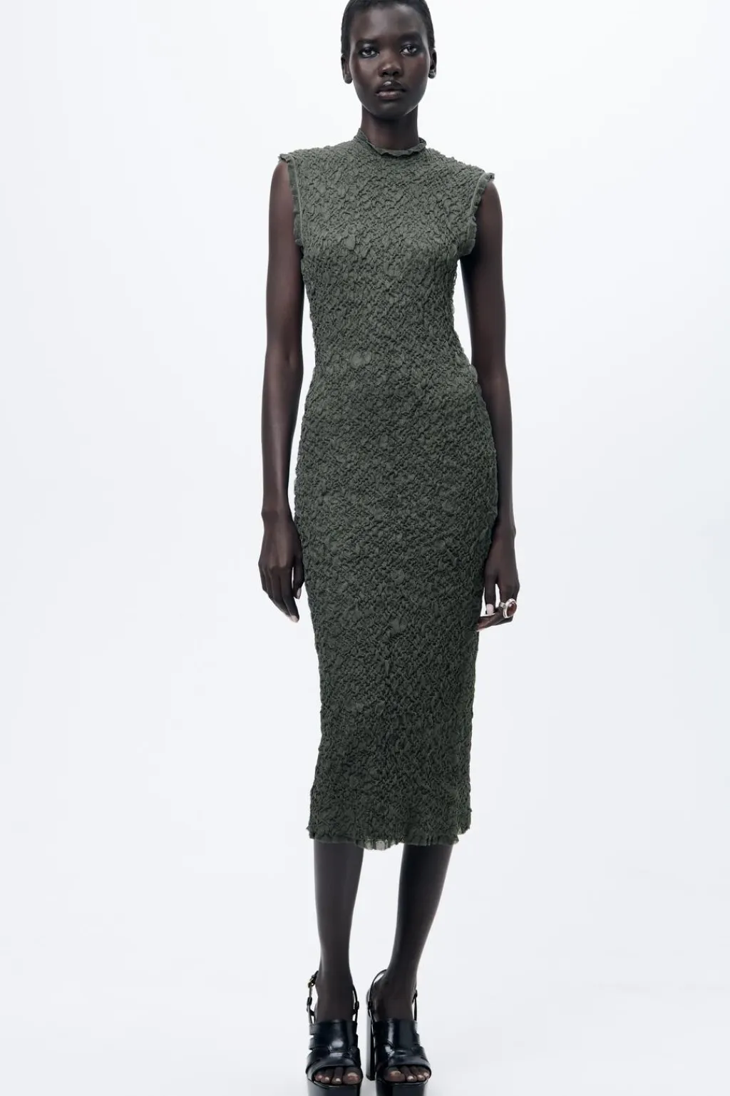 Discount VESTIDO PUNTO EFECTO ARRUGADO Mujer Vestidos|Cárdigan / Jerséis