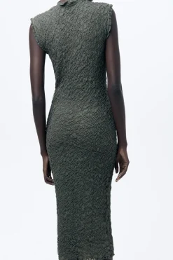 Discount VESTIDO PUNTO EFECTO ARRUGADO Mujer Vestidos|Cárdigan / Jerséis