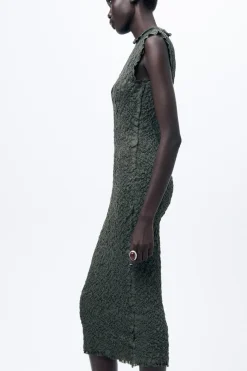 Discount VESTIDO PUNTO EFECTO ARRUGADO Mujer Vestidos|Cárdigan / Jerséis