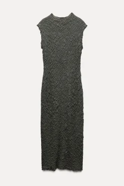 Discount VESTIDO PUNTO EFECTO ARRUGADO Mujer Vestidos|Cárdigan / Jerséis