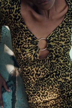 Clearance VESTIDO PUNTO ESTAMPADO ANIMAL Mujer Vestidos|Cárdigan / Jerséis