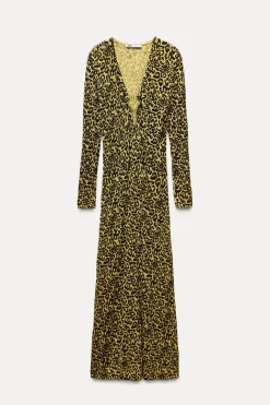 Clearance VESTIDO PUNTO ESTAMPADO ANIMAL Mujer Vestidos|Cárdigan / Jerséis