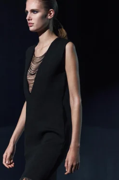 Fashion VESTIDO PUNTO FLECOS Mujer Vestidos|Cárdigan / Jerséis