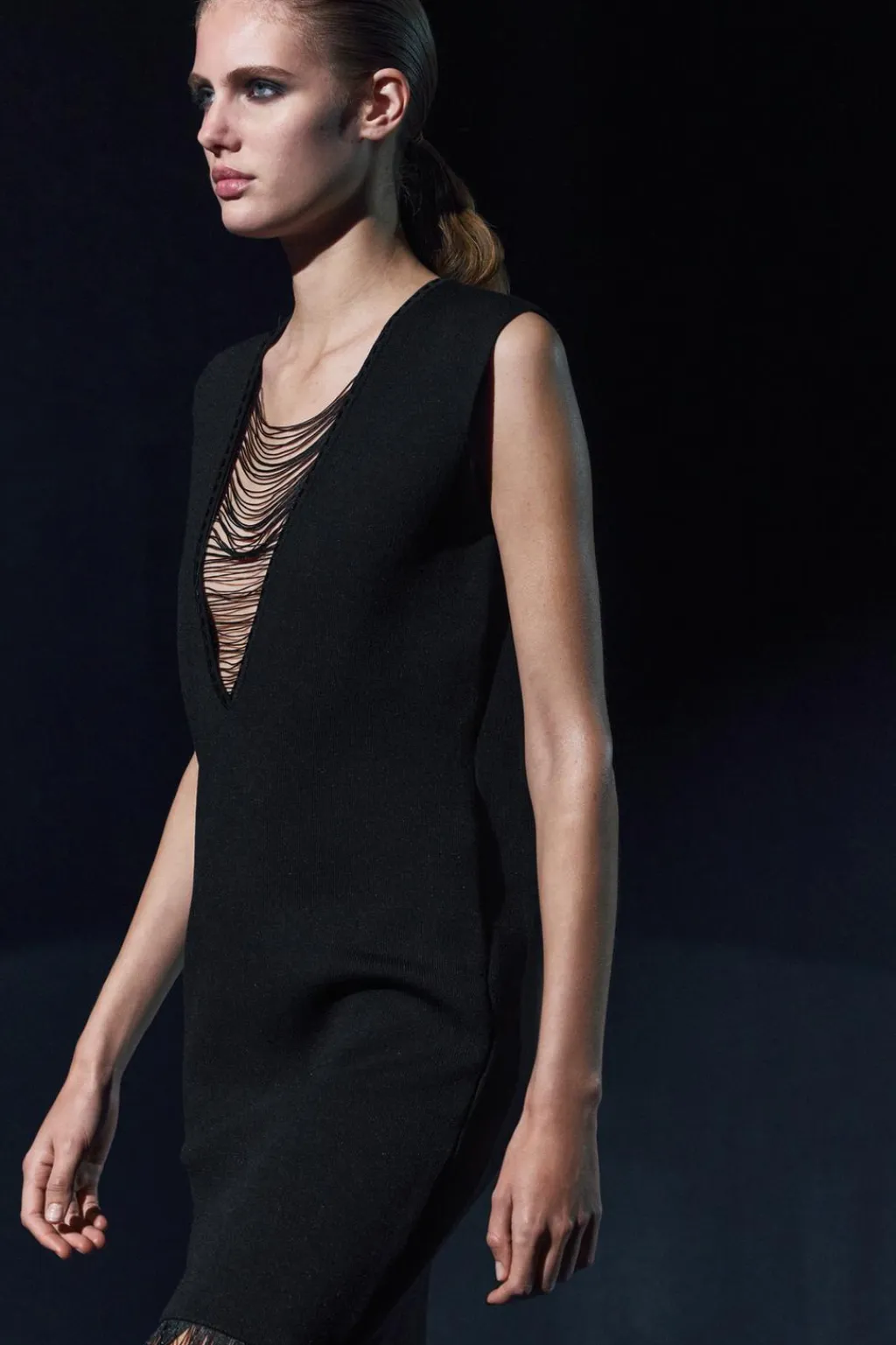 Fashion VESTIDO PUNTO FLECOS Mujer Vestidos|Cárdigan / Jerséis