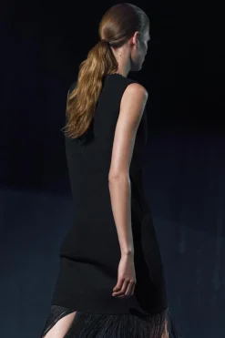 Fashion VESTIDO PUNTO FLECOS Mujer Vestidos|Cárdigan / Jerséis