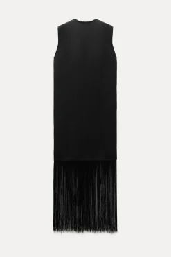 Fashion VESTIDO PUNTO FLECOS Mujer Vestidos|Cárdigan / Jerséis