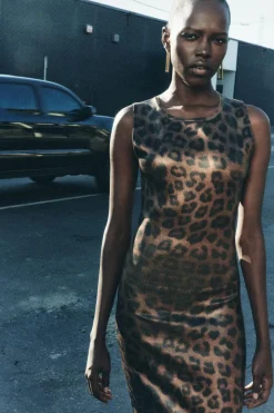 Best VESTIDO PUNTO FOIL ESTAMPADO ANIMAL Mujer Vestidos|Cárdigan / Jerséis