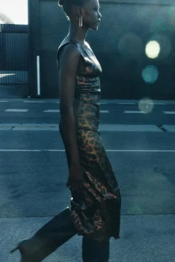 Best VESTIDO PUNTO FOIL ESTAMPADO ANIMAL Mujer Vestidos|Cárdigan / Jerséis