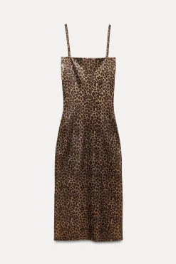 Fashion VESTIDO PUNTO FOIL ESTAMPADO ANIMAL Mujer Vestidos|Cárdigan / Jerséis