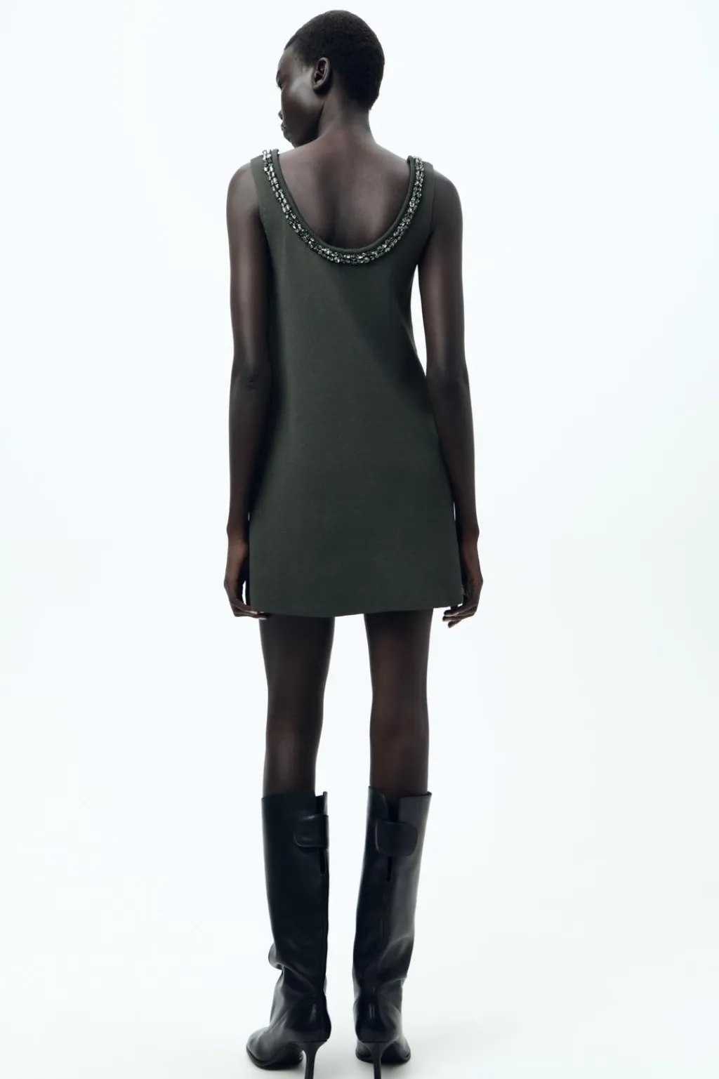 Fashion VESTIDO PUNTO LISO ABALORIOS JOYA Mujer Vestidos|Cárdigan / Jerséis