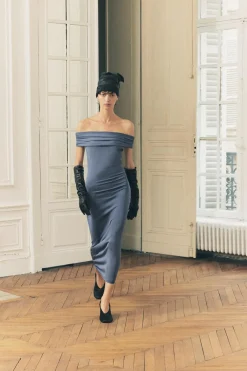 Discount VESTIDO PUNTO LISO OFF SHOULDER Mujer Vestidos|Cárdigan / Jerséis