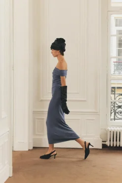 Discount VESTIDO PUNTO LISO OFF SHOULDER Mujer Vestidos|Cárdigan / Jerséis