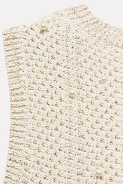 New VESTIDO PUNTO PERLAS HILO METALIZADO Mujer Vestidos